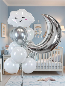 Фонтан из 10 воздушных шаров + Месяц №308а а308