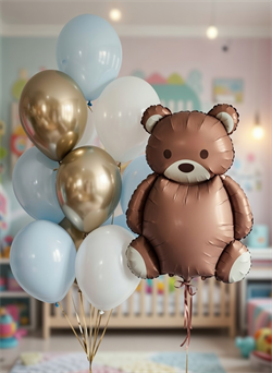 Фонтан из 12 воздушных шаров + Медведь №280а а280