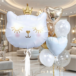 Фонтан из 10 воздушных шаров + Голова Кошки №212а а212