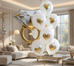 Фонтан из 10 воздушных шаров + Кольцо, для влюбленных №22 (комплект) Н-рШдВл-22