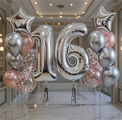 2 фонтана по 8 воздушных шаров + Цифра (2шт) №173а а173