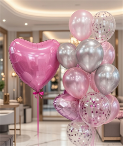 Фонтан из 15 воздушных шаров + Сердце №230а а230