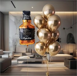 Фонтан из 10 воздушных шаров + Бутылка виски для него №3 НшДНего3