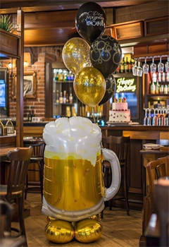 Фонтан из 5 воздушных шаров + Кружка Пива (Ход), для него №5 НшДНего5