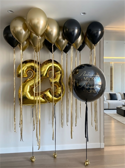 15 воздушных шаров под потолок + 2 Цифры + Шар Гигант с надписью на 23 февраля №652а а652