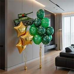 2 фонтана по 13 и 4 воздушных шара на 23 февраля №654а а654