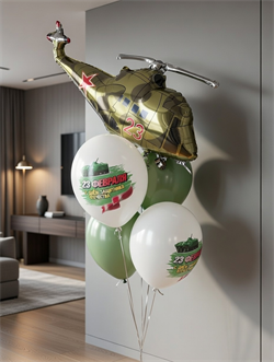 Фонтан из 5 воздушных шаров на 23 февраля №658а а658