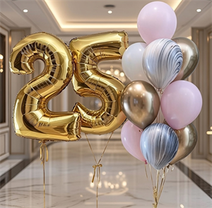 Фонтан из 10 воздушных шаров + Цифра (2шт) №162а а162