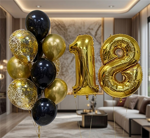 Фонтан из 11 воздушных шаров + Цифра (2шт) №172а а172