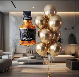 Фонтан из 10 воздушных шаров + Бутылка виски для него №3 НшДНего3