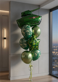 Фонтан из 7 воздушных шаров на 23 февраля №657а а657