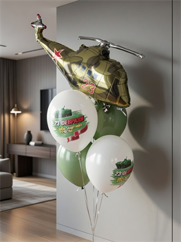 Фонтан из 5 воздушных шаров на 23 февраля №658а а658