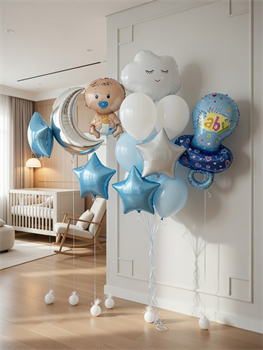 Фонтан из 10 воздушных шаров + Звезды + Соска + Полумесяц №659а а659