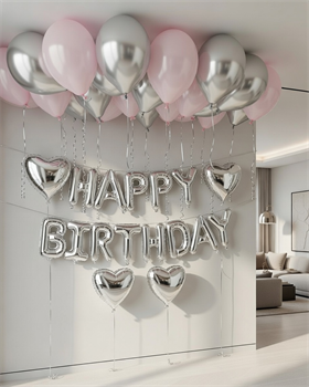 Набор воздушных шаров под потолок + надпись «HAPPY BIRTHDAY» №532а а532