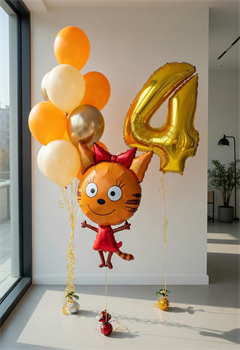 Фонтан из 10 воздушных шаров + Карамелька + Цифра №149а а149