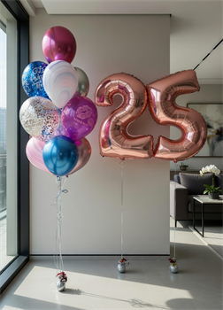 Фонтан из 10 воздушных шаров + 2 Цифры №69а а69