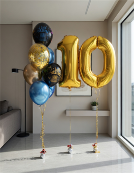 Фонтан из 7 воздушных шаров + две Цифры №664а а664