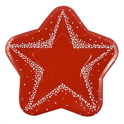 Тарелки Звезды бумажные ламинированные Красные 25см 6шт /Мфп - фото 10031