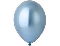 Шар 14" Хром Голубой (Glossy Blue), зеркальный наполнен гелием и обработан Hi-Float'ом - фото 10153