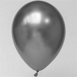 Шар 14" Хром Серый (Space Grey), зеркальный наполнен гелием и обработан Hi-Float'ом - фото 10415