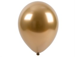 Шар 14" Хром Золото (Gold), зеркальный наполнен гелием и обработан Hi-Float'ом - фото 10471