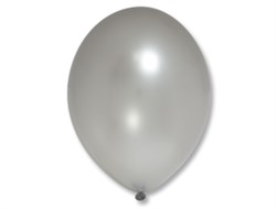 Шар 14" Серебряный (Silver) блестящий наполнен гелием и обработан Hi-Float'ом К1108-0032+ Гелий + Обр - фото 10616