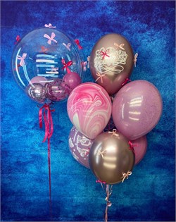 Фонтан из 7 шаров  + Deco Bubble 45 см с украшениями в асс №326а а326 - фото 12442