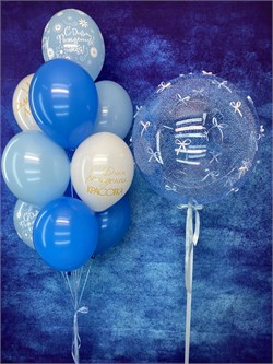 Фонтан из 10 шаров  + Deco Bubble 45 см с укр в асс №376а а376 - фото 12675