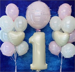 2 Фонтана из 10  шаров + Цифра + Шар Deco Bubble 60 см стеклянный  в асс №415а а415 - фото 12842