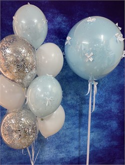 Фонтан из 10  шаров + Шар Deco Bubble 60 см стеклянный  в асс №436а а436 - фото 12873