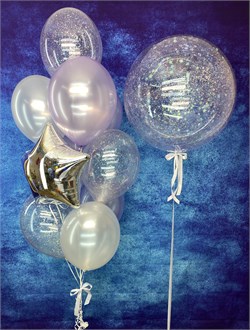 Фонтан из 10  шаров + Шар Deco Bubble 45 см с укр в асс №437а а437 - фото 12877