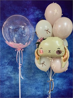 Фонтан из 10  шаров + Шар Deco Bubble 60 см с перьями  в асс №448а а448 - фото 12942