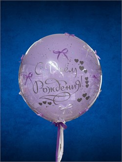 Шар Deco Bubble 60 см с  стеклянный с надписью в асс №486а а486 - фото 13017
