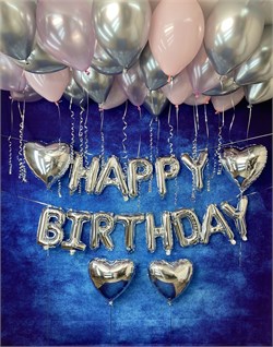 Набор воздушных шаров под потолок + надпись «HAPPY BIRTHDAY» №532а а532 - фото 13151