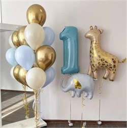 Фонтан из 10 воздушных шаров + Жираф + Слоник + Цифра №273ат а273т