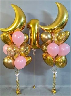 2 Фонтана по 12 воздушных шаров с Месяцем + Цифра №268ат а268т