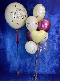 Фонтан из 10 воздушных шаров + Шар Гигант "стеклянный" с надписью в асс №598а а598