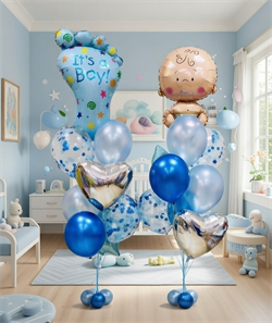 Набор шаров на рождение мальчика Два фонтан по 9 шаров №8 (комплект) НшРожМал8
