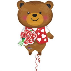 Шар фольга Фигура Медведь с розой P45 (An) - фото 4606