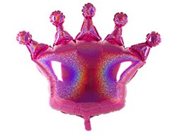 Шар фольга Фигура Корона розовая голография 36" (BL) - фото 4935