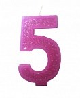 Свеча -цифра "5" Блеск 7,6см /V - фото 5575