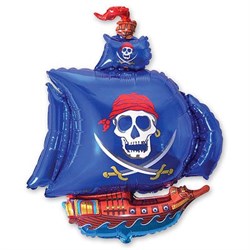 Шар фольга Фигура Корабль Пиратский синий 11 (FM) - фото 6385