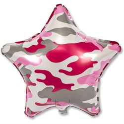 Шар фольга 18" Камуфляж розовый звезда (Р) - фото 6968