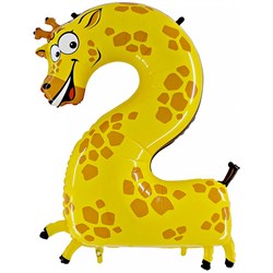 Шар фольга Фигура ЦИФРА 2 Жираф 36" (Gr) - фото 7253