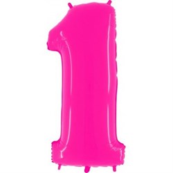 Шар фольга Фигура ЦИФРА 1 Яркий Розовый 40" (Gr) - фото 7660