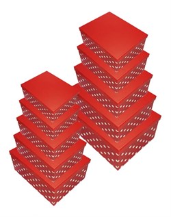 Коробка карт прямоуг из наб 1/10 Горох белый на красном" №1 /OMG - фото 8734