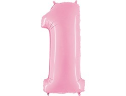 Шар фольга Фигура ЦИФРА 1 Пастель Pink 40" (Gr) - фото 9277