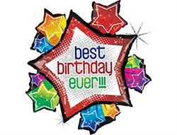 Шар фольга Фигура Best Birthday Ever Звезды блеск (Bet) 1207-3507 - фото 9341