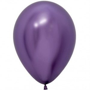 Шар 14" Фиолетовый (Purple), зеркальный наполнен гелием и обработан Hi-Float'ом