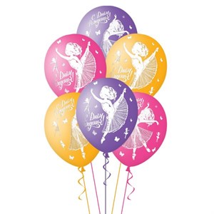 Шар 14" с рис С Днем Рождения Балерина, матовый, наполнен гелием и обработан Hi-Float'ом